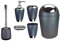 6tlg Badset Badezimmer Zubehör Set Organizer: Seifenspender, Zahnputzbecher, Kosmetikeimer, WC Bürste und Halter, Seifenschale, Mülleimer, Zahnbürstenhalter, Badgarnitur (Grau Design 1)