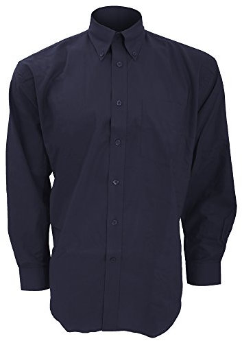 Kustom Kit Mens Workwear Oxford Long Sleeve Shirt (17inch) (French Navy)