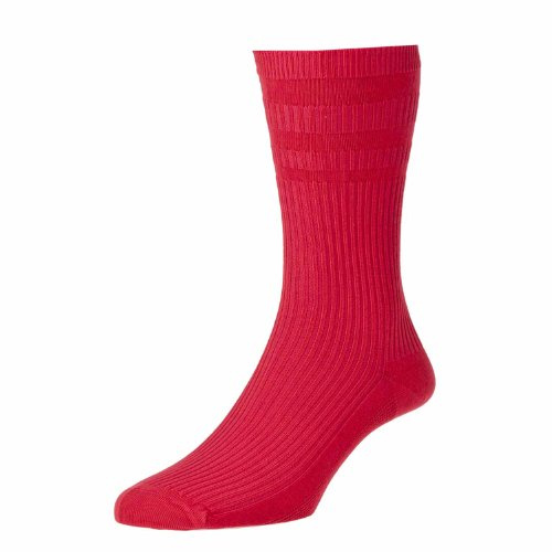HJ91 Hall MENS SOFTOP No Elastic Cotton Rich Socks 6-11 3pk All Red