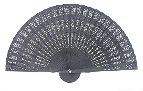 Yudu Holzfächer Handfächer Fächer schwarz