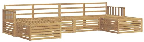 vidaXL Sofagarnituren 6 pcs Weiß Massivholz Akazie, Akazienholz Sofa-Set, modulares Design für die Lounge im Freien, Bequeme Loungemöbel für den Garten
