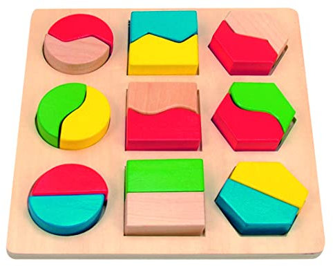 Woody Motorikspiel. Puzzle, Sortierspiel, Farbenspiel und Formenspiel in einem. Safe Toys geprüft. 18 teilig