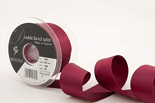 Berisfords Double Satin Ribbon, Burgundy, 35 mm x 20 m