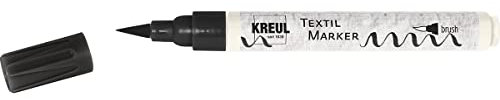KREUL 90618 - Pennarello per tessuti, nero, per scrittura fine e larga, pittura e decorazioni a tappeto, penna per pittura su tessuto per tessuti leggeri e tessuti