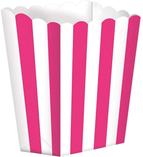 Amscan Candy Buffet Popcorn Treat Boxes with Pink Striped Design - 5 Pcs., 377551-103