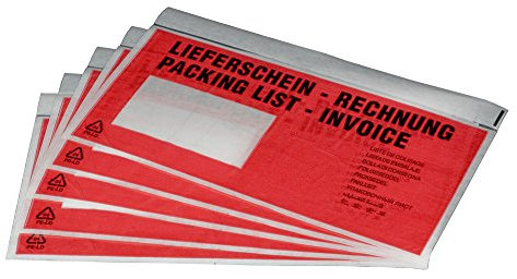 100 Dokumententaschen Lieferscheintaschen DIN lang