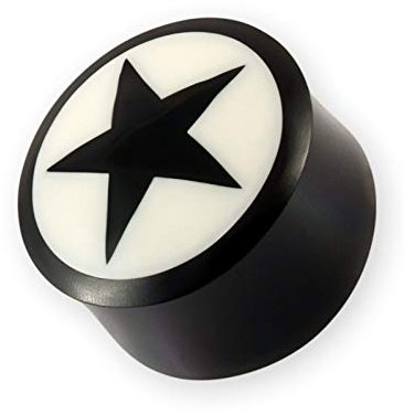Fly Style Flesh-Plug aus Horn - Ohr Tunnel mit Stern Motiv, Grösse:14 mm