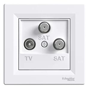 SAT SAT TV Dose End, Komplett, Antennendose, Schneider Electric, Asfora – Weiß, neue