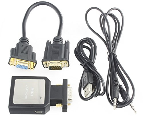 Incutex VGA zu HDMI Adapter analog zu digital Wandler Full HD 1080p Video Audio Konverter