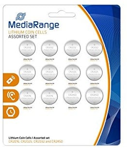 MediaRange Lithium Knopfzellen-Set, sortiert, CR2016|CR2025|CR2032|CR2450, 12er Pack