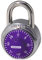 Master Lock 1514D Candado de combinación, 1-7/8 pulgadas de ancho con 3/4 pulgadas. Grillete largo, esfera morada, 1.9 pulgadas