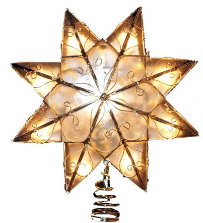 Kurt Adler Indoor 10 Light 8-Point Capiz Star Treetop with Arabesque Decoration