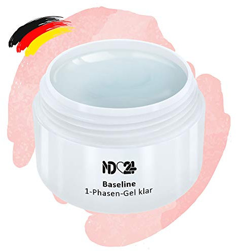 ND24 NailDesign® Fiberglas 1-Phasen Gel – Mittelviskoses Allrounder UV Gel für Nägel – 3-in-1 Nagelgel: Grundiergel, Aufbaugel für Gelnägel und Finish in einem – Made in Germany – Klar 15ml