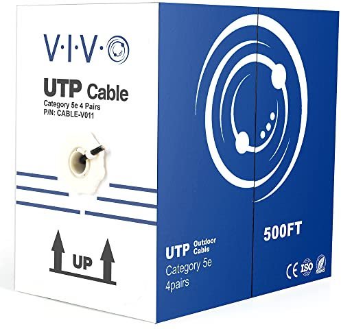VIVO Cavo Ethernet Cat5e, cavo Ethernet CCA da 152 m, cavo UTP, cavo Cat-5e, impermeabile, per esterni, sepoltura diretta (CABLE-V011)