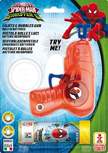 Dulcop - 500.086000 - Spiderman - Pistolet à Bulle et Lumière - 14,8 x 10,9 x 4,55 cm - Tube de Savon - 60 ml - Coloris Aléatoire