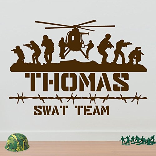 Décoration murale - Hélicoptère militaire, vinyle Gloss, 15 - Marron, grand