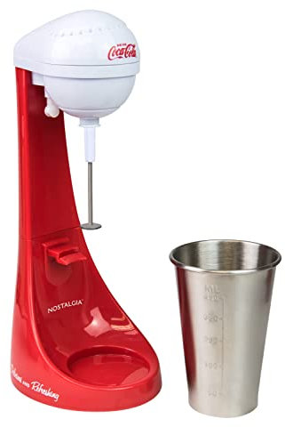 Nostalgia Electrics MLKS100COKE Batidora de vaso 65W Rojo, Blanco - Licuadora (Batidora de vaso, Rojo, Blanco, 1 m, ETL, CETL, Acero inoxidable, Acero inoxidable)