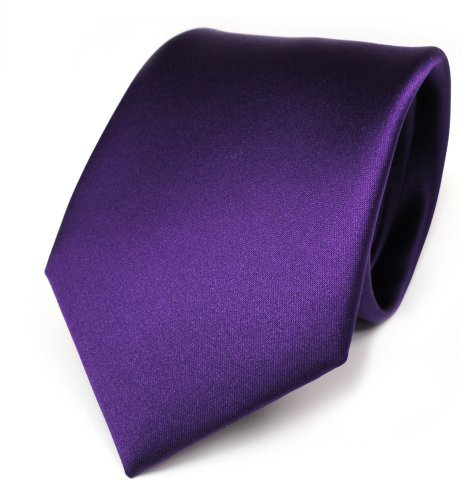 TigerTie Herren Krawatte – Klassische 8 cm Satin-Krawatte in lila dunkellila violett einfarbigem Design, ideal für Geschäftstermine, festliche Anlässe und die Freizeit
