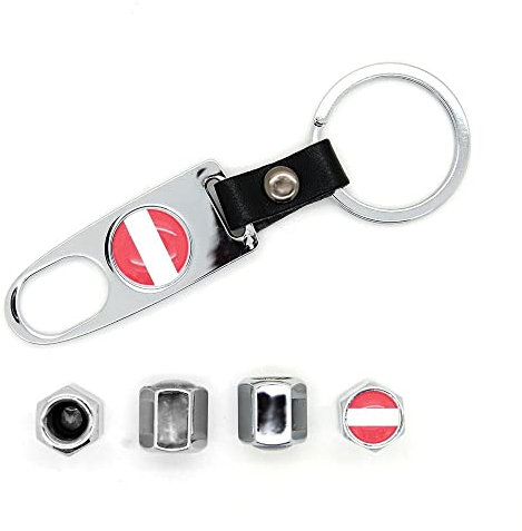 4 Stück Ventilkappen, mit Logo und Tür Schlüssel Österreich – Chrom