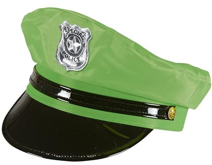 Widmann 01090 - Polizei Mütze, Neon Gelb, Cop, Polizist, Hut, Kopfschmuck, Accessoire, Karneval, Mottoparty