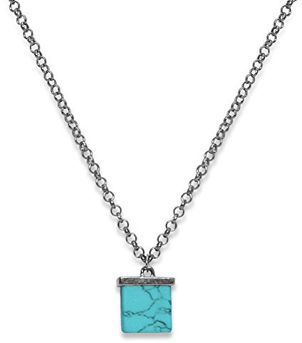 SoulCats Kette mit Steinwürfel türkis Metall Stein Halsschmuck Halskette Ehtno, Modell: Modell 1