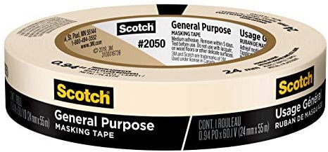 Scotch Greener Masking Tape for Performance Painting, 2050-24A-BK, 0.94-Inch by 60.1-Yards, 1 Roll