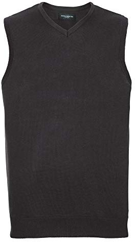Russell Collection Mens V-Neck Sleevless Knitted Pullover Top/Jumper (3XL) (Black)