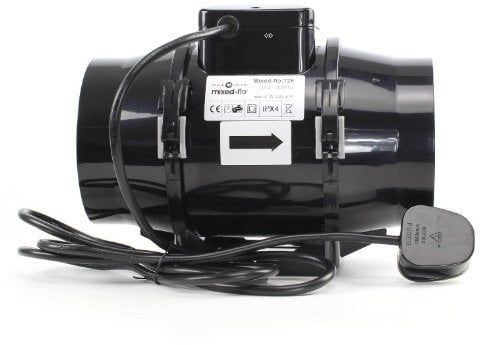 Black Orchid Mixed-flo® In Line Extractor Fan for Hydroponic Grow Room Tent (5 dia 125mm)