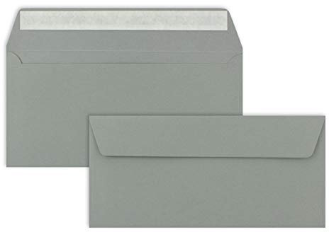 100 Brief-Umschläge DIN Lang - Graphitgrau/Dunkelgrau - 110 g/m² - 11 x 22 cm - sehr formstabil - Haftklebung - Qualitätsmarke: FarbenFroh by GUSTAV NEUSER