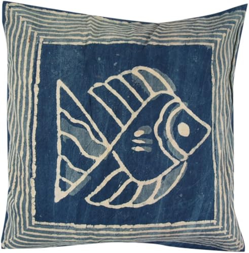 Kissenbezug Blockdruck, Dekokissen Bezug, Ethno, Muster 18, 40*40 cm | 100 % Baumwolle, traditioneller Blockdruck, Knopfverschluss aus Kokosholz, ideal für Dekoration und Komfort.