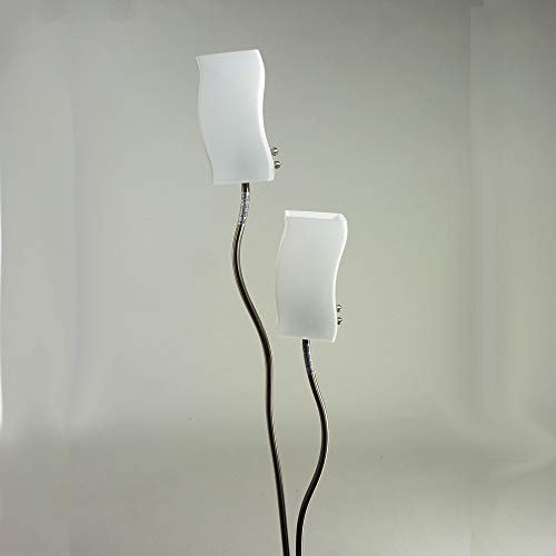 Dapo Halogen-Glas-Steh-Leuchte-Lampe Madrid, H: 132 cm, Nickel, Opal-Glas weiß, inklusive Halogen-Leuchtmittel G9 2X 40 W, Stand-Wohnzimmer-Flur-Leuchte-Lampe