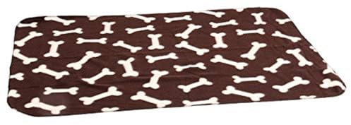 Karlie Hunde Fleecedecke Knochenmotiv, Hundedecke, Fleece, Braun, 100x70 cm