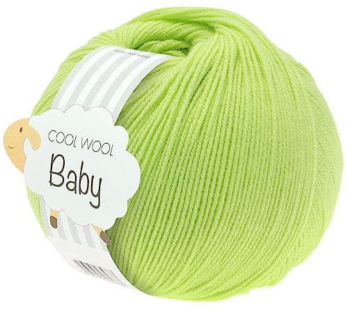 LANA GROSSA Cool Wool Baby | 100% Schurwolle Merino, filzfrei | Handstrickgarn aus 100% Schurwolle (Merino) | 50g Wolle zum Stricken & Häkeln | 220m Garn FB 228