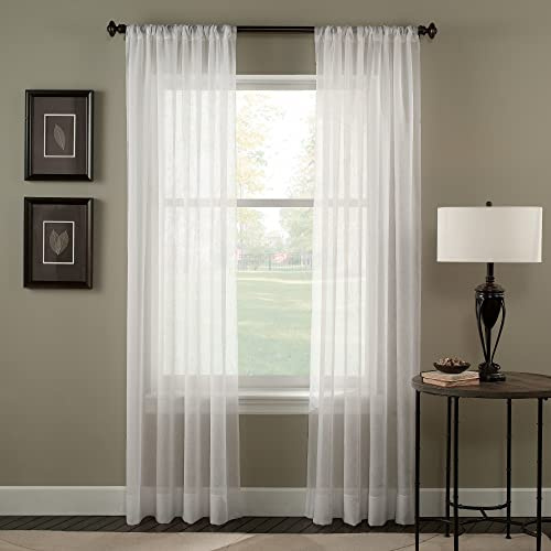 Curtainworks Trinity Crinkle Sheer Curtain, 51 x 132 Winter White, 1 Panel