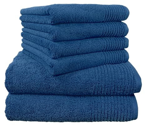 Dyckhoff 0410996445 Handtuchset Brillant, 2 Badetücher / Duschtücher 70 x 140 cm und 4 Handtücher 50 x 100 cm, 6-teilig, blau