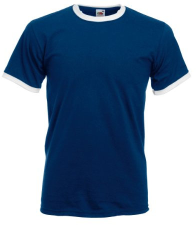Fruit of The Loom Ringer T-Shirt Colour=Navy/White Size=XL
