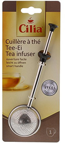 Cilia Tee-Ei aus Edelstahl, Permanent-Teefilter für eine Tasse, Einhandbedienung, 9x4,5x22 cm, 212934