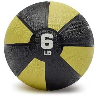 Amazon Basics Weighted Medicine Ball for Core Strength, Strength Training, Full-Body Workouts and Balance Exercises, 6 Pounds, Yellow/Black