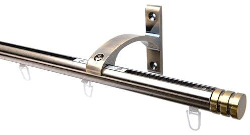 DécoProfi Gardinenstange Innenlauf 1-läufig Set Ø 20 mm Antik-Messing Langer Träger I Länge: 600cm Aluminium für Wandmontage I Als Gardinenschiene & Vorhangstange geeignet