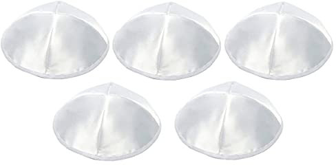 5 White Satin Kippah Yarmulke Tribal Jewish Yamaka Kippa Israel Hat Covering Cap by Body-Soul-n-Spirit Kippahs