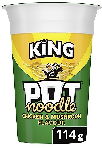 Pot Noodle Chicken & Mushroom King Pot Noodle instant vegetarian snack quick to make noodles 114 g