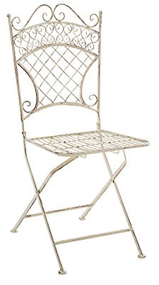 CLP Eisen-Klappstuhl Adelar im nostalgischen Design I Klappbarer Gartenstuhl mit edlen Verzierungen I erhältlich, Farbe:antik-Creme