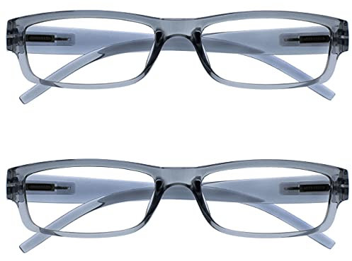 OPULIZE Die Lesebrille Unternehmen Grau Leicht Komfortables Leser Wert 2er-Pack Herren Frauen RR32-7 +3,00