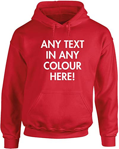 Hippowarehouse Personalised unisex Hoodie hooded top (Specific size guide in description) Red