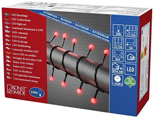 Konstsmide LED Berry Christmas Outdoor or Indoor (IP44) Fairy String Lights, 4.8 W, Red