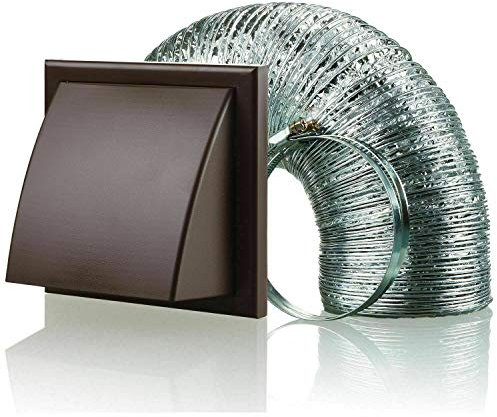 Cooker Hood Wall Ventilation Duct Cowled Grille Shutter Vent Kit Bathroom Fan or Kitchen Hob Extractor (4 Brown)