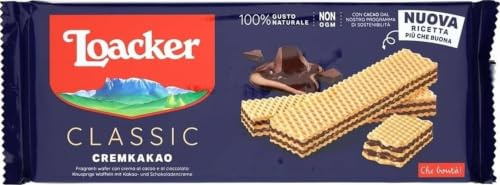 Loacker, Classic Cremkakao, Wafer Classico con 3 Strati di Cialde Farcite con Crema al Cacao e Cioccolato, Merenda e Snack, 1 Confezione da 175g