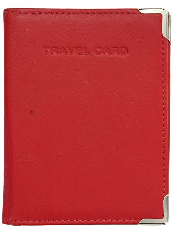 Visconti Portatarjeta de Viaje de Cuero con Protectores de Esquinas de Metal TC5 Rojo