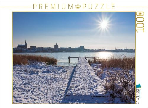 CALVENDO Puzzle Winter an der Warnow in Rostock | 1000 Teile Lege-Größe 64 x 48 cm Foto-Puzzle für glückliche Stunden