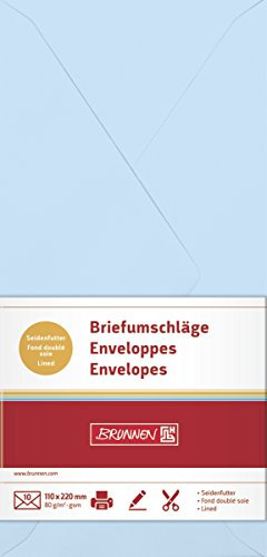 BRUNNEN 105125132 Briefumschlag (DIN lang, 110 x 220 mm, gummiert, Papier, 80 g/qm, 10 Umschläge) hellblau